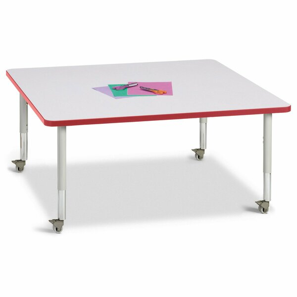 Jonti-Craft Berries Square Activity Table, 48 in. x 48 in., Mobile, Freckled Gray/Red/Gray 6418JCM008